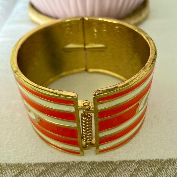 Eye-catching Orange Enamel Cuff Bracelet - Picture 3 of 6